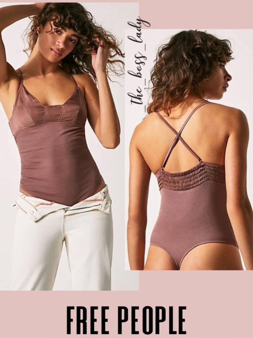 Free People bodysuit Medium shimmer brown